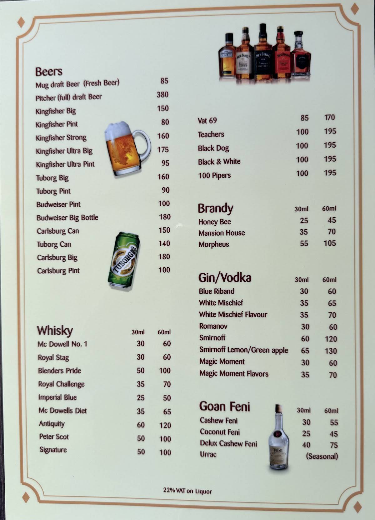 Crossroads Bar & Restaurant menu