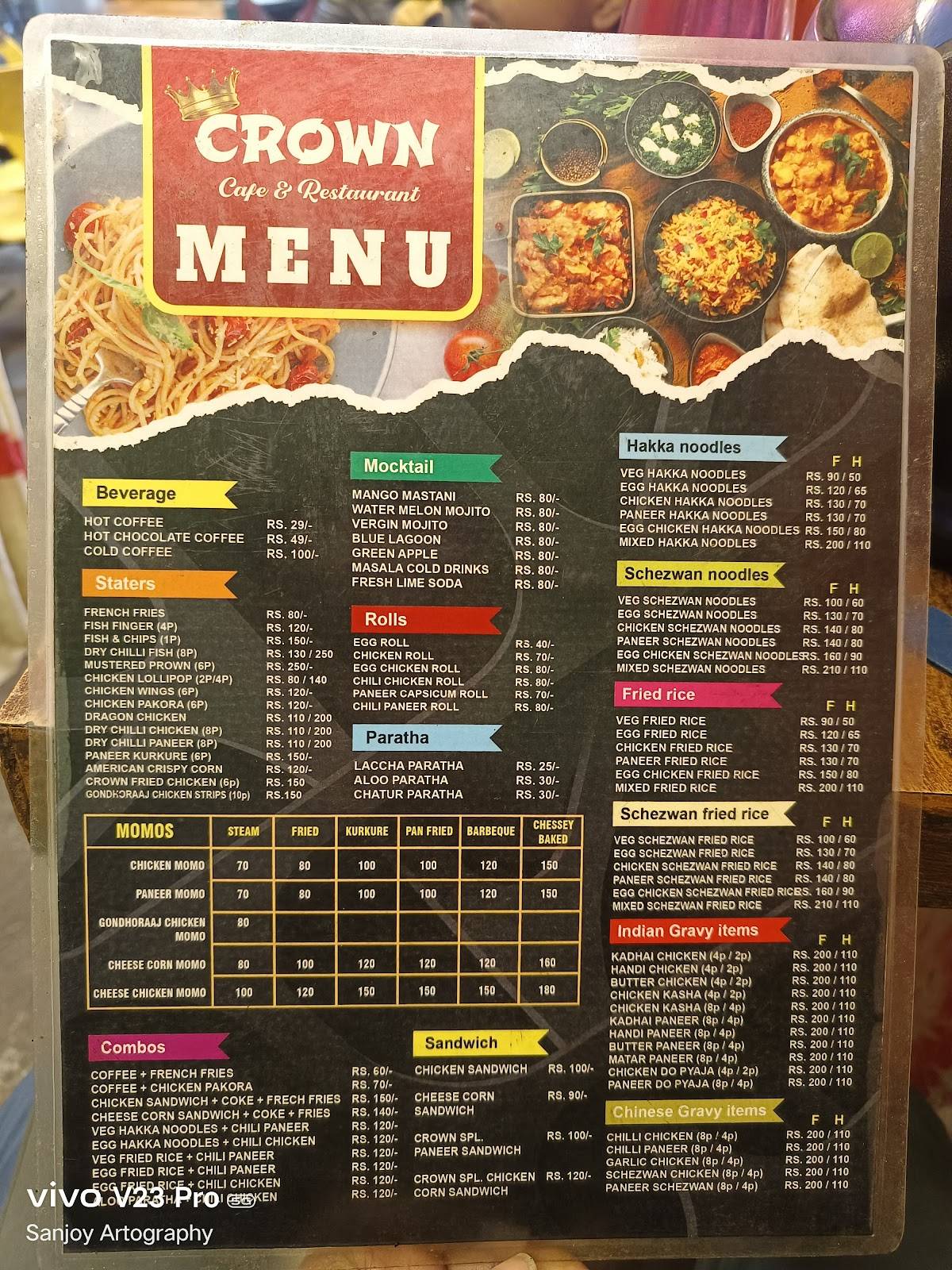 Crown Cafe & Restaurant menu