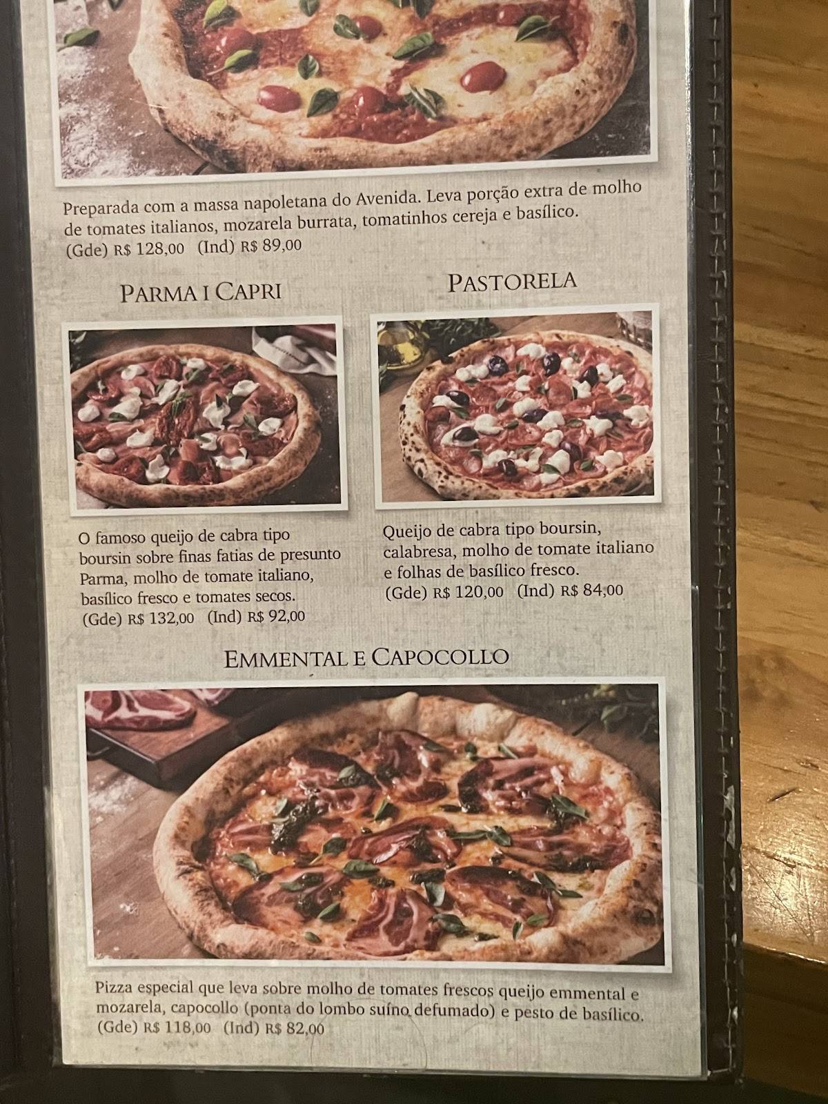 AVENIDA PAULISTA PIZZA BAR cardápio