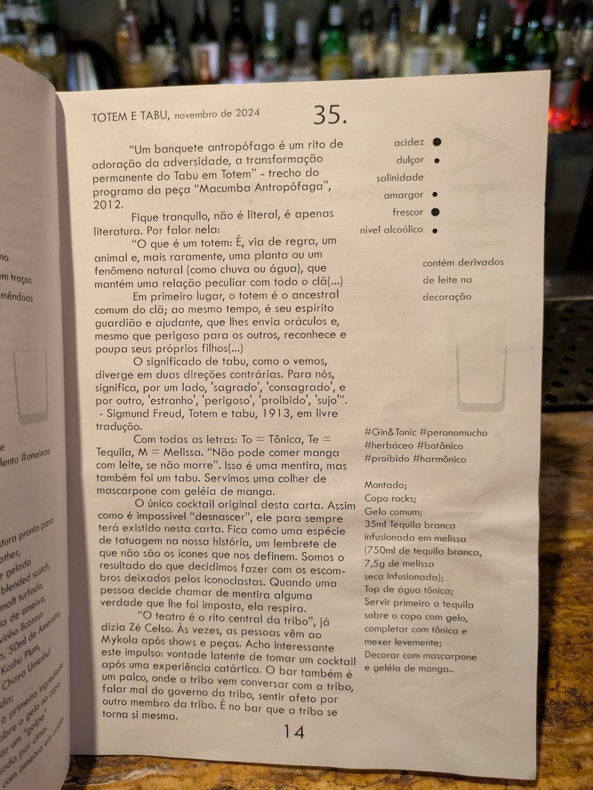 Mykola Lab Bar cardápio