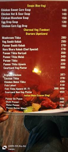 D' Courtyard Restaurant menu