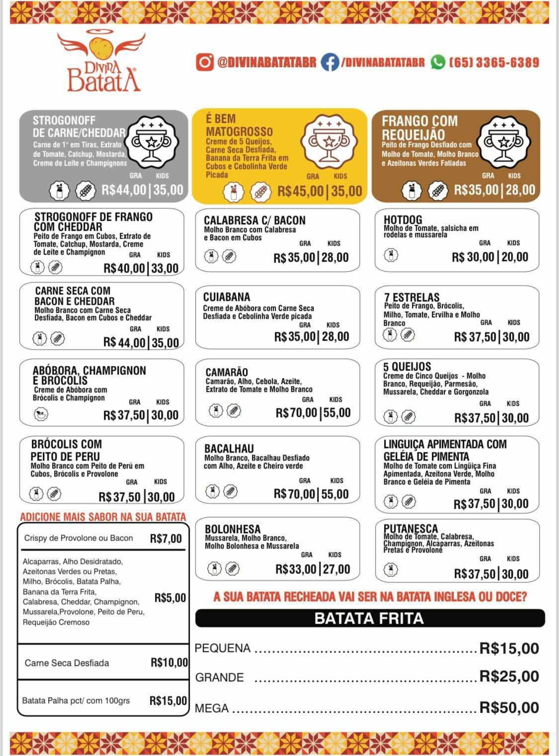 DIVINA BATATA cardápio