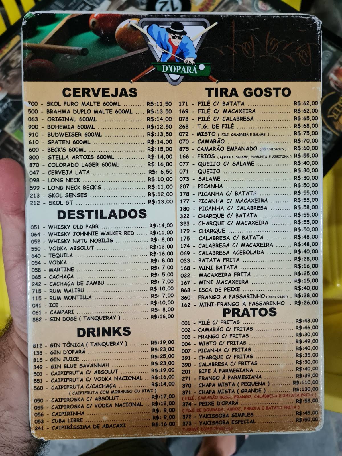 D'OPARÁ cardápio