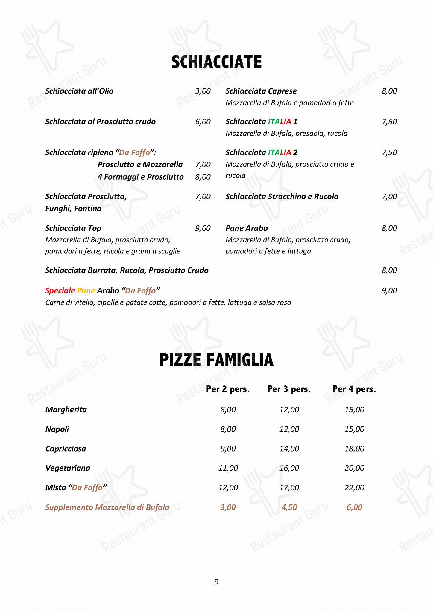 Menu di Ristorante Pizzeria Da Foffo - Детское