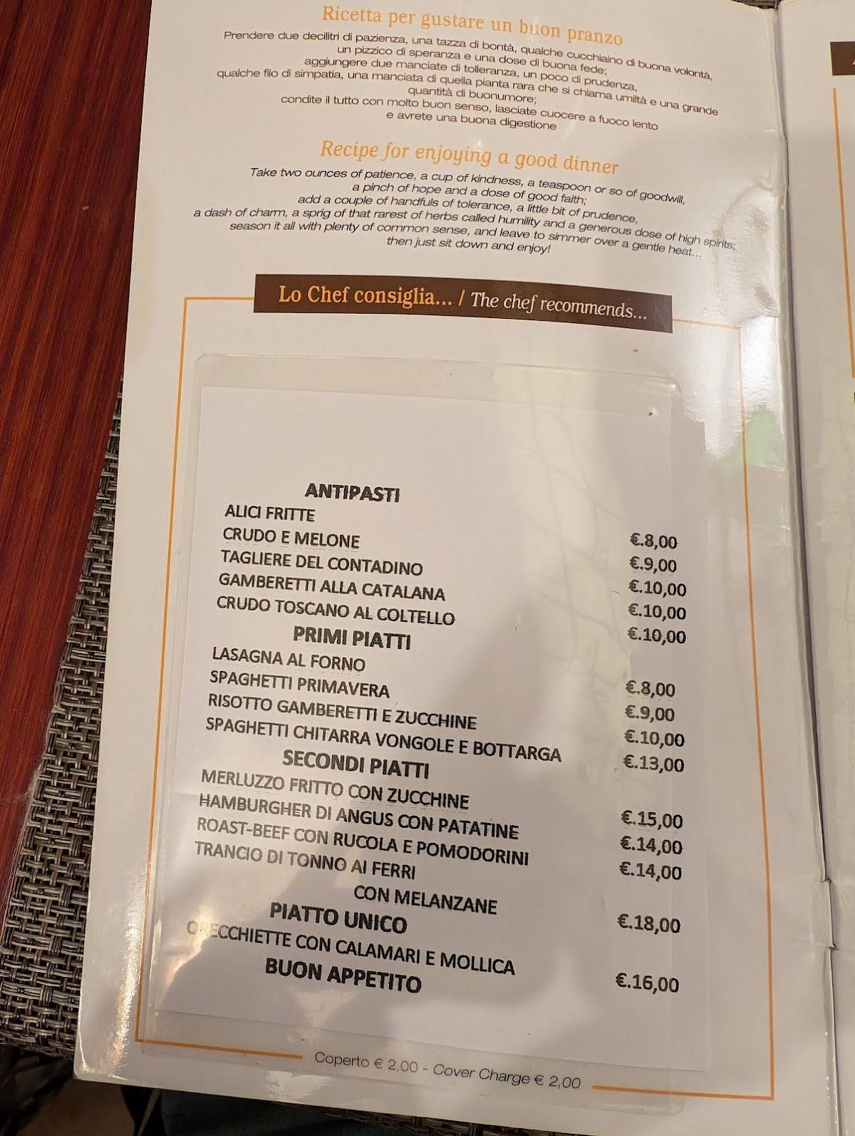 Menu di Da Giulio 