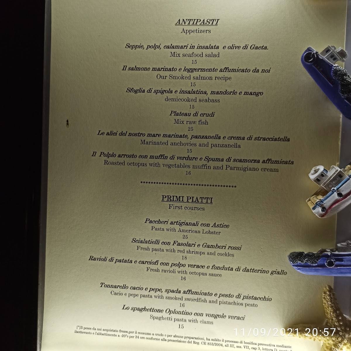 Menu di Ristorante Martini sul Ponte 