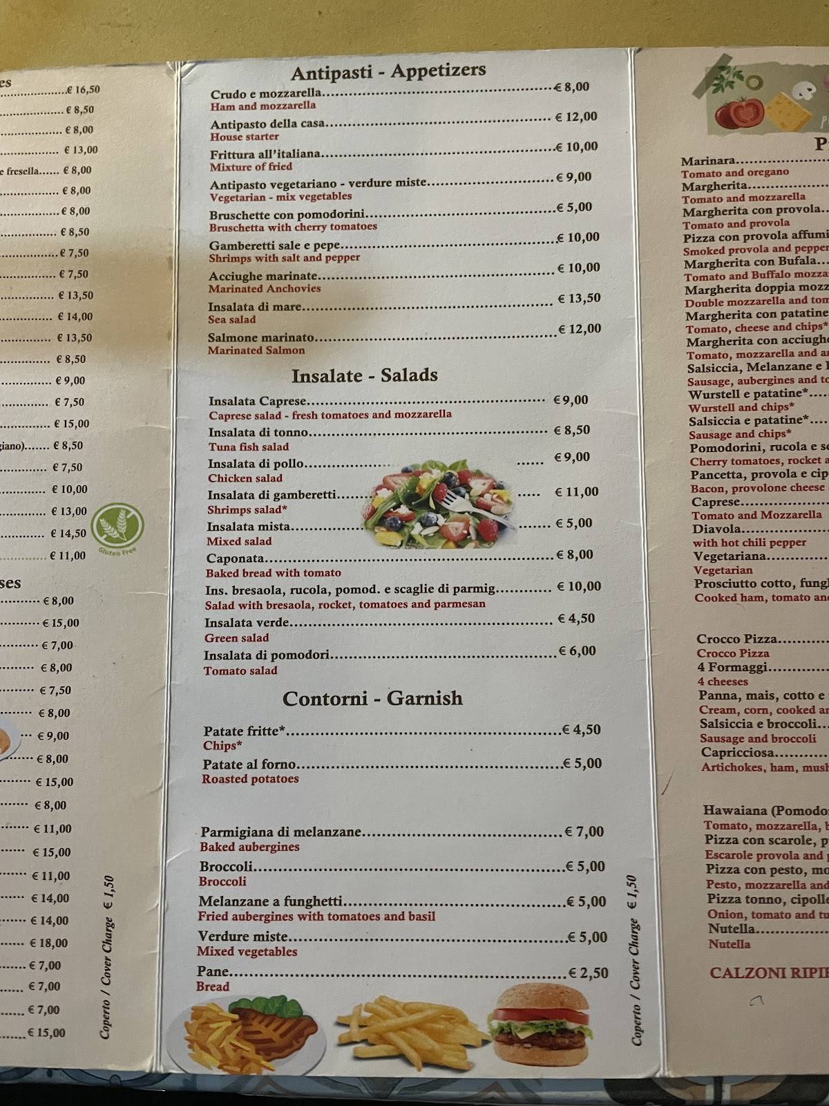 Menu di Da Nello take away trattoria pizzeria 