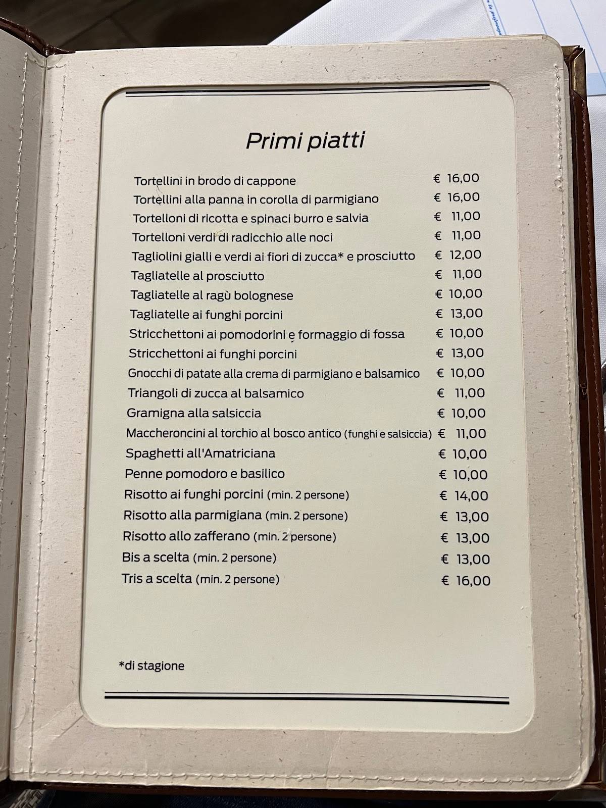 Menu de Da Pasticcino