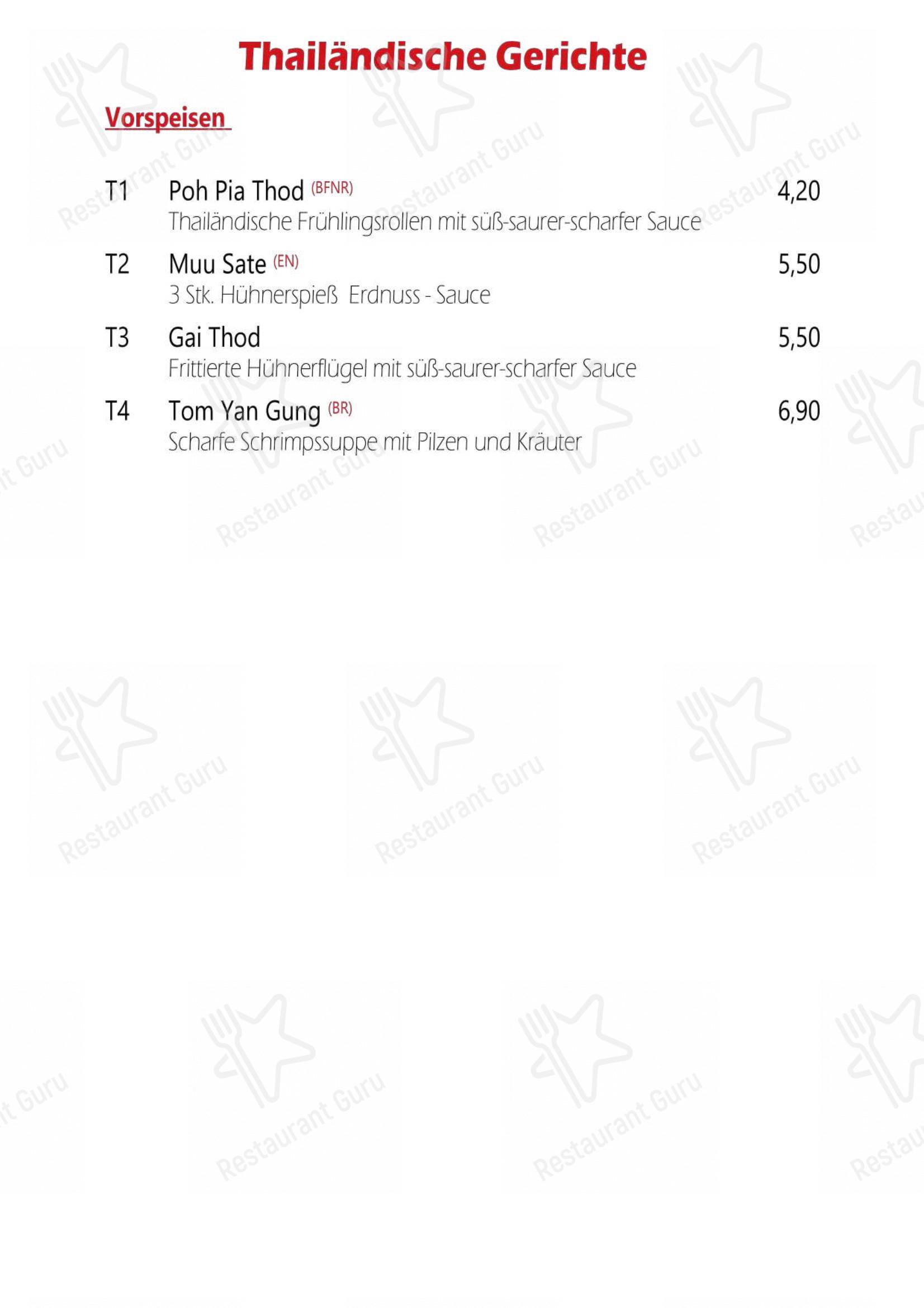 Menu pour Da Yang - Menu bar