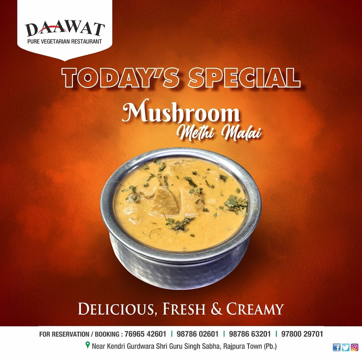 Daawat Restaurant & Daawat Bakers menu