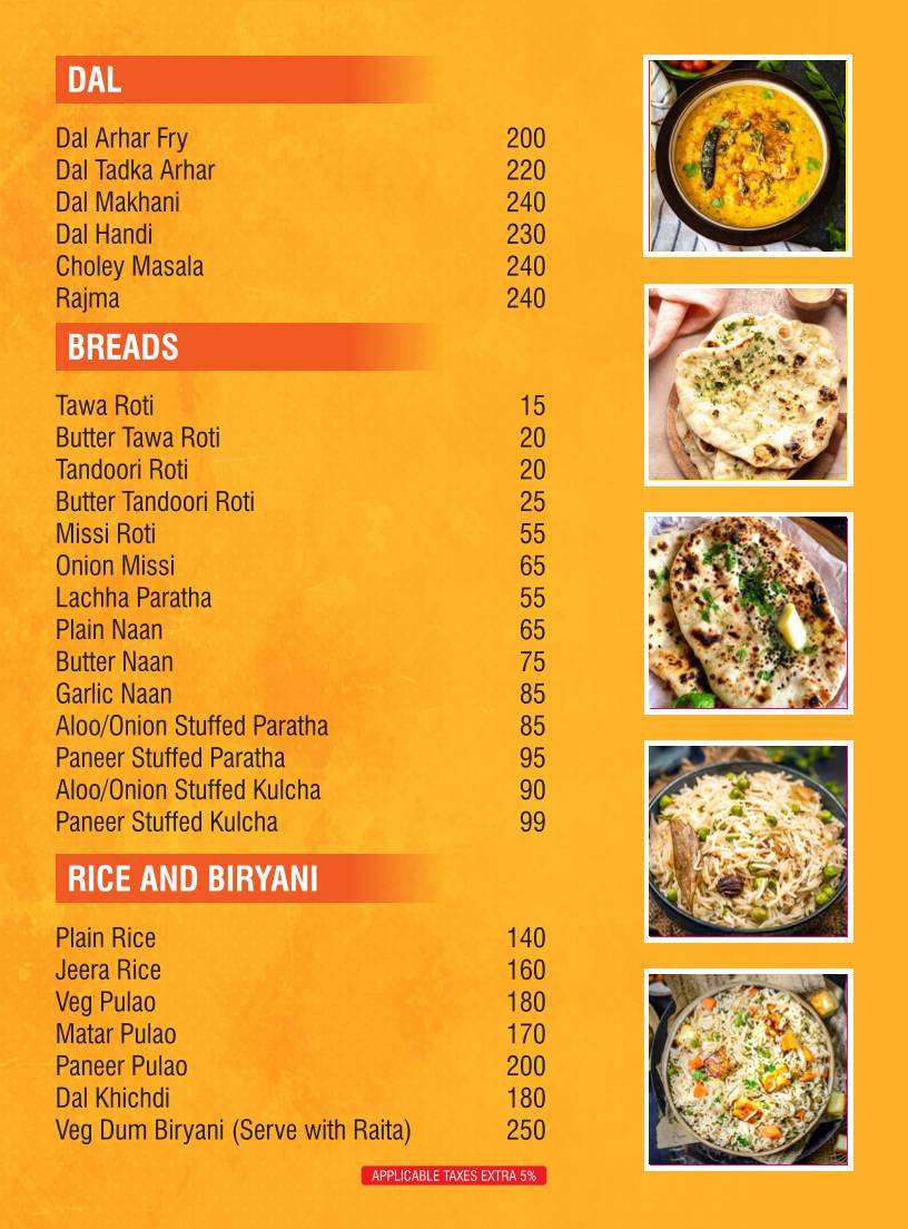 Dalmia's Saffron Vatika Restaurant menu
