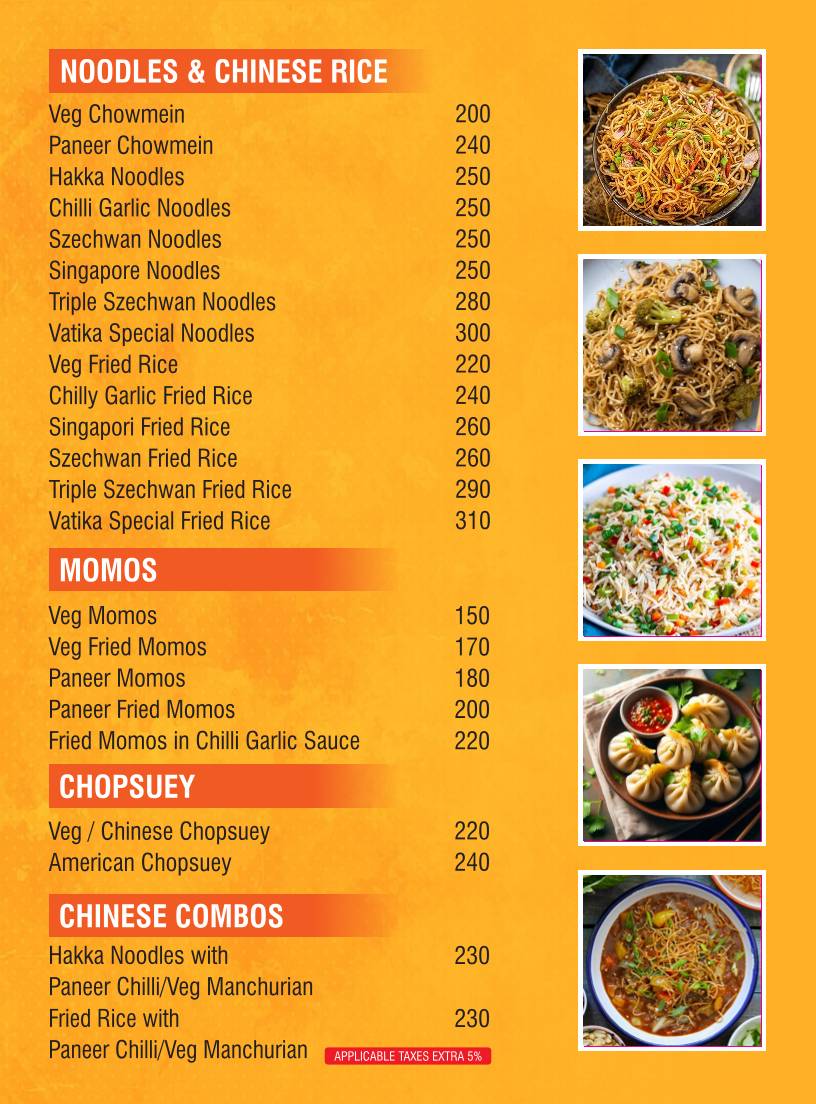 Dalmia's Saffron Vatika Restaurant menu