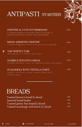 Dario's Restaurant Café Bar menu