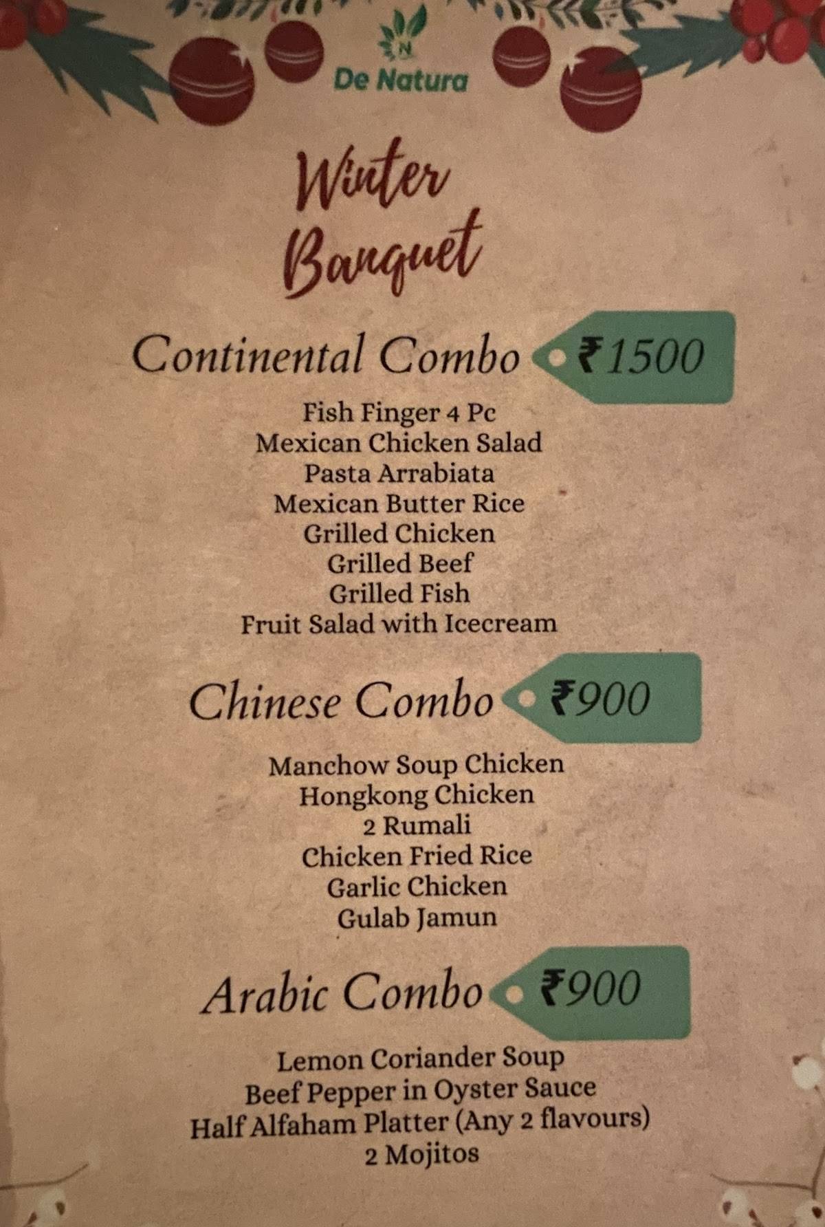 De Natura Resto Cafe menu