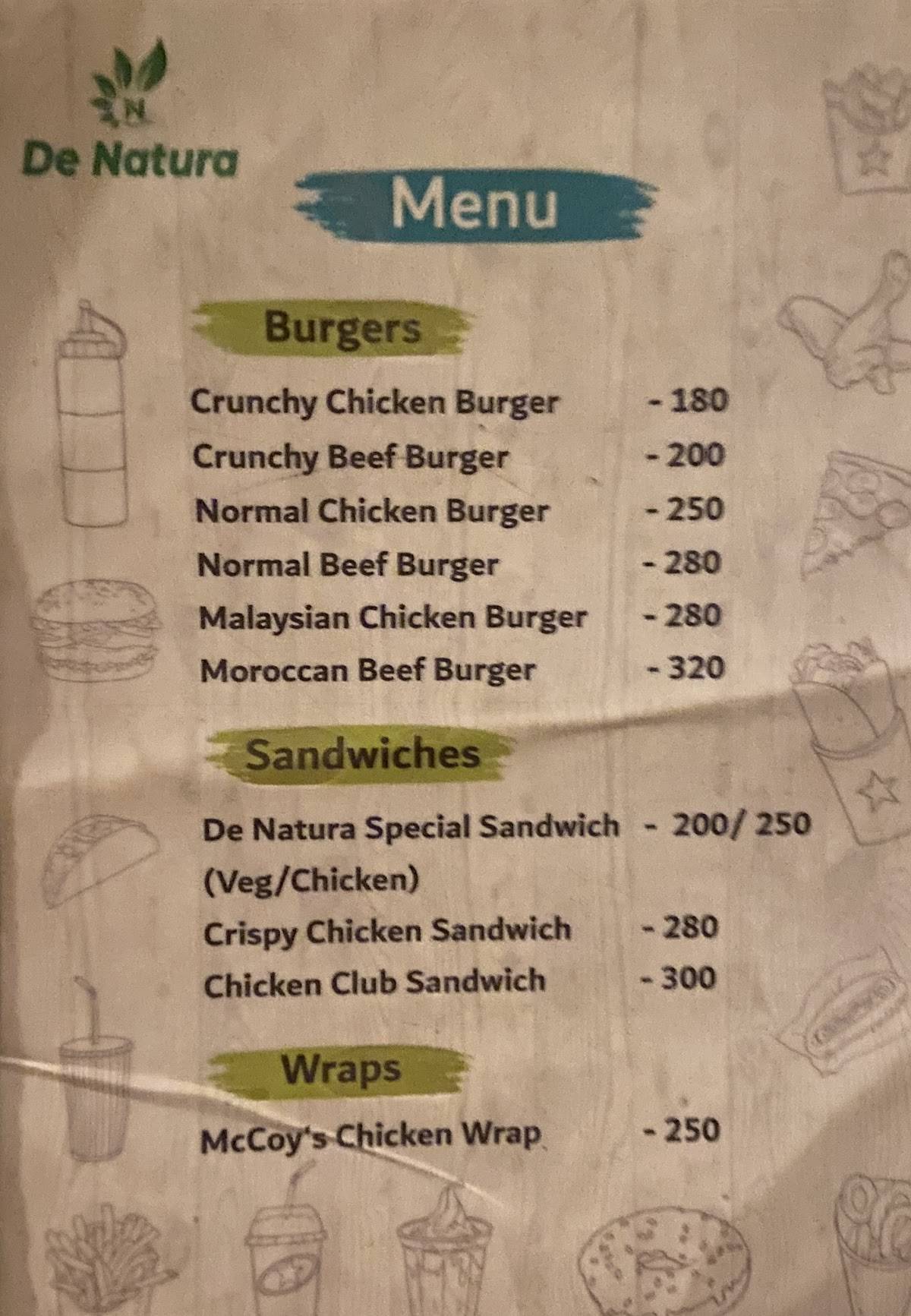 De Natura Resto Cafe menu