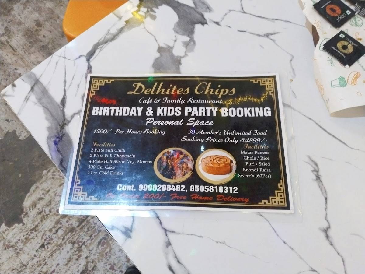 Delhites chips menu