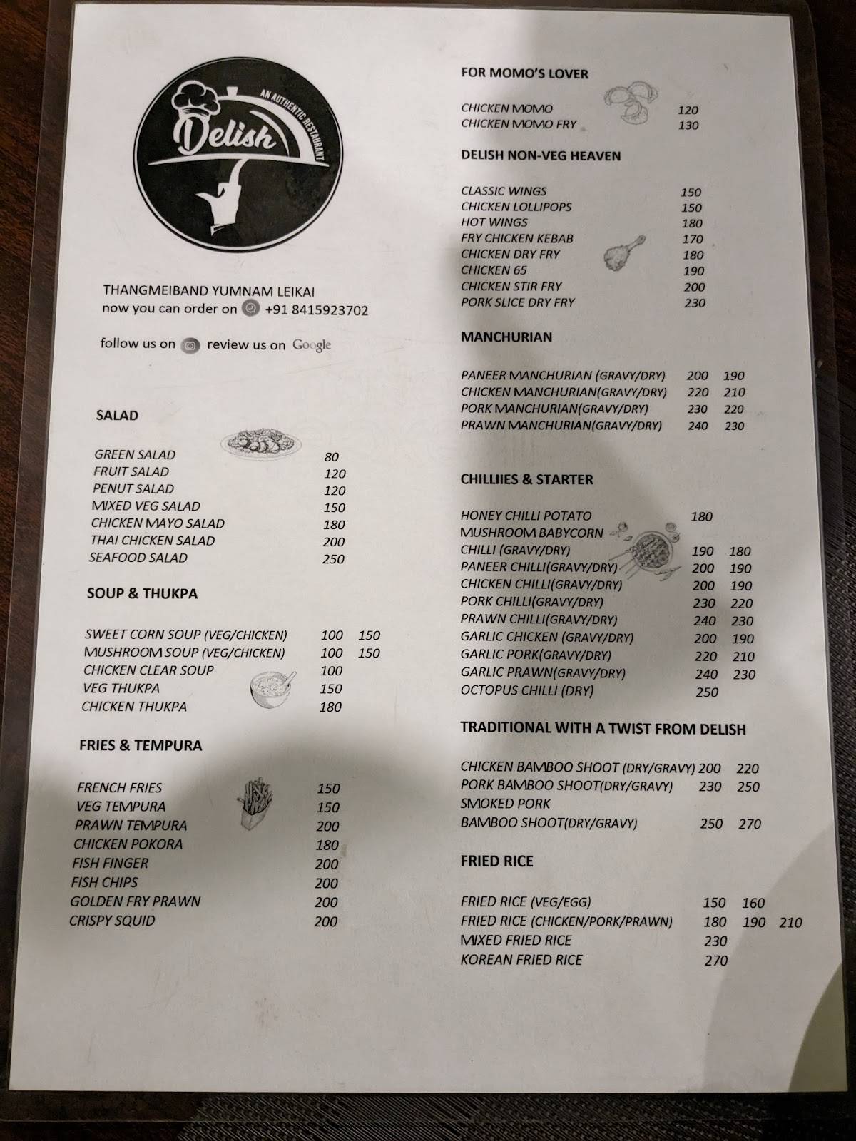 Delish menu