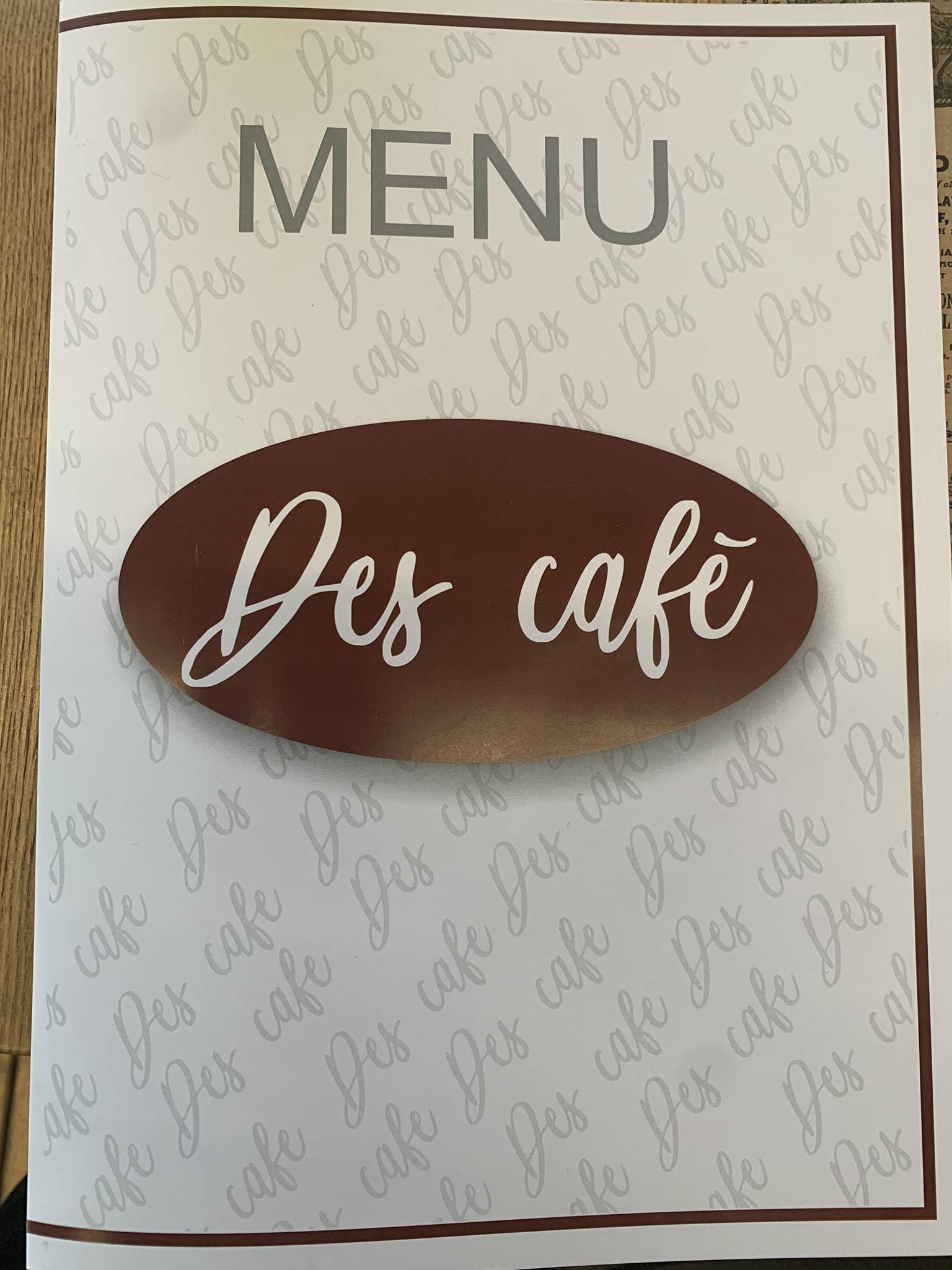 Menu di Des Café 