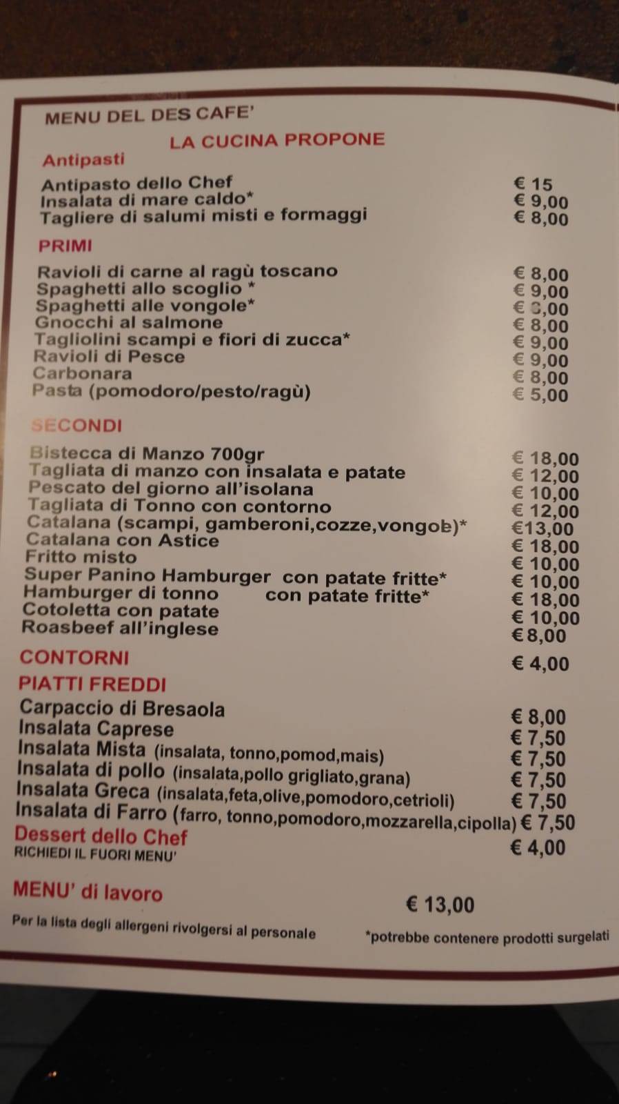Menu di Des Café 