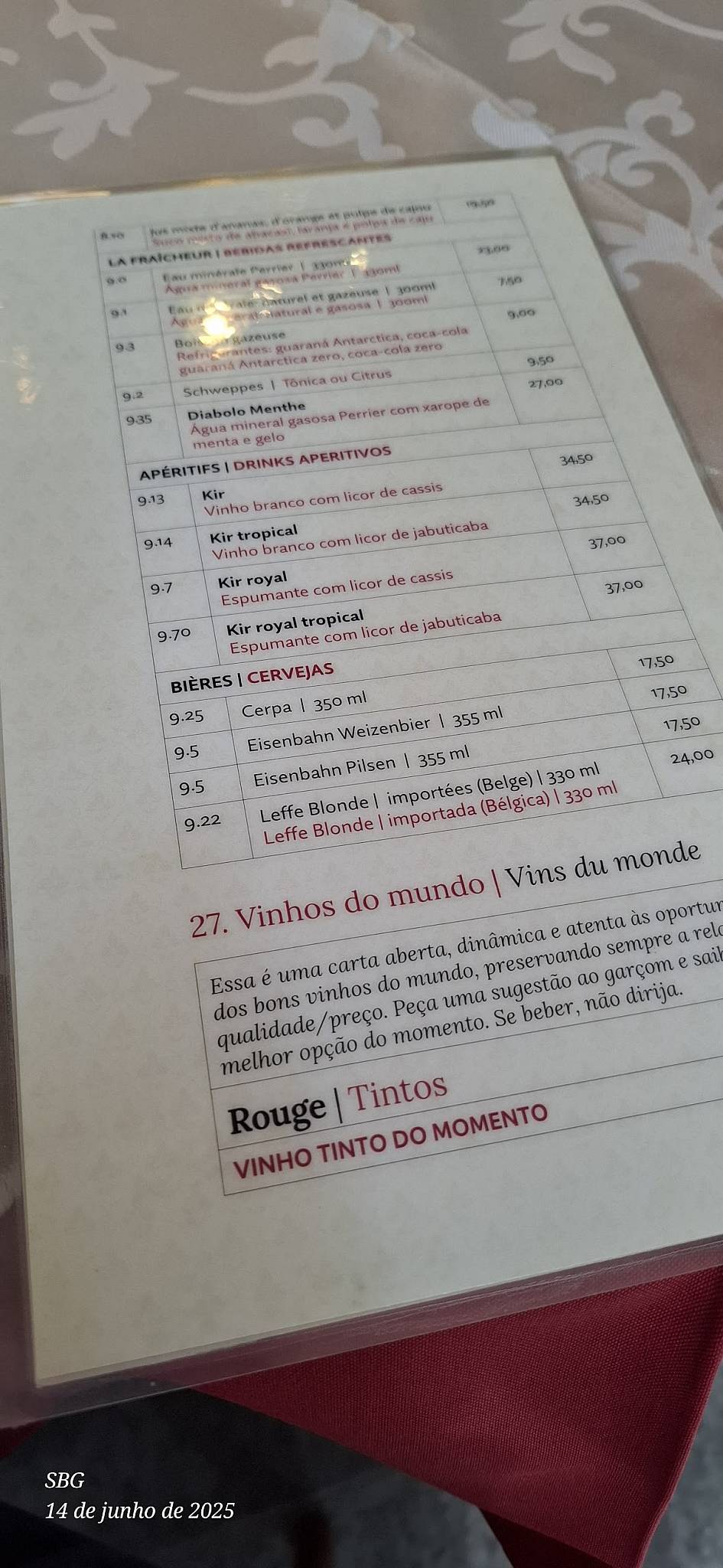 Daniel Briand Pâtissier e Chocolatier cardápio