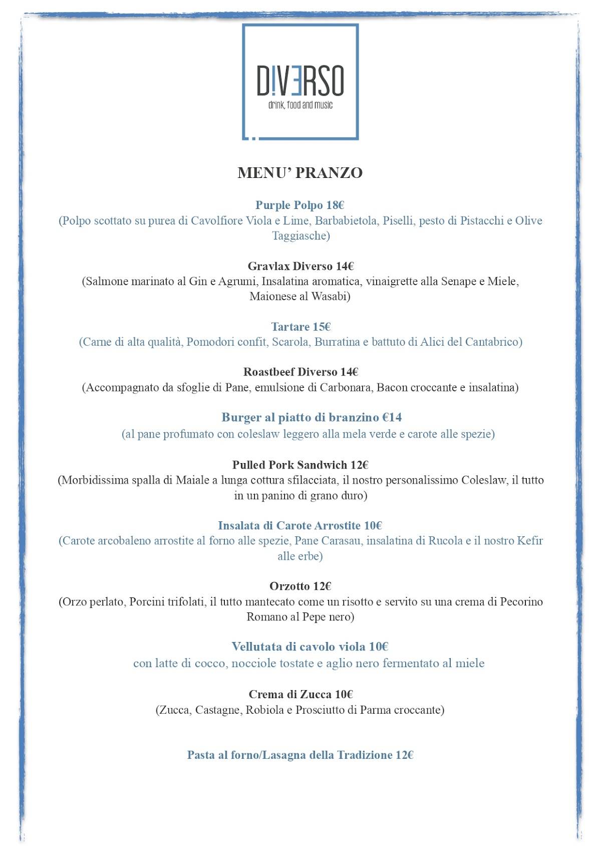 Menu di Diverso 
