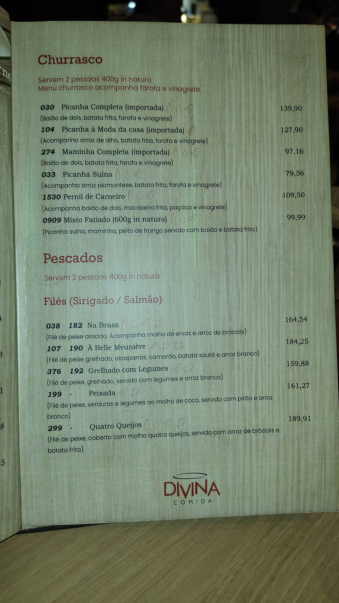 Divina Comida cardápio