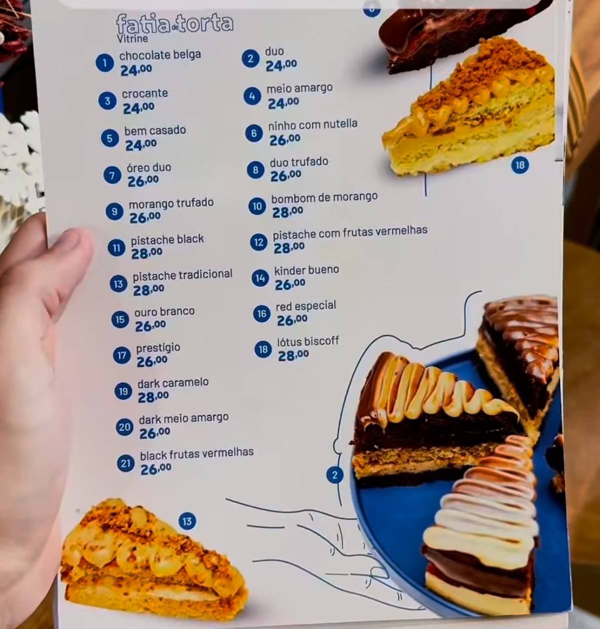Docce Le cardápio