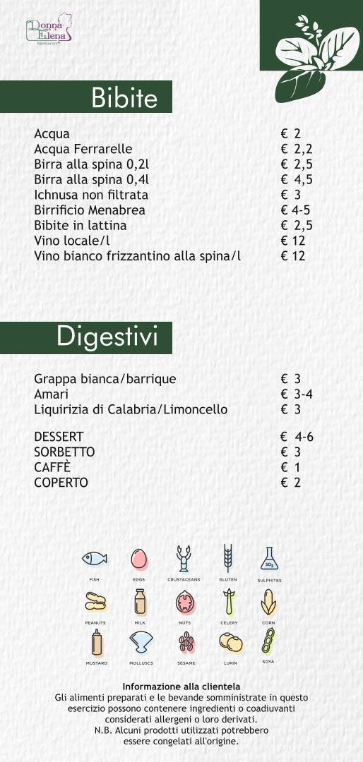 Menu di Donna Elena Restaurant 