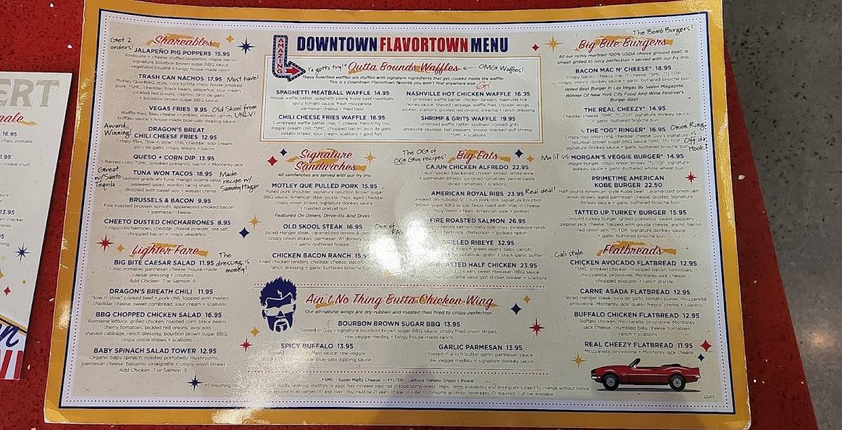 Menu at Downtown Flavortown restaurant, Pigeon