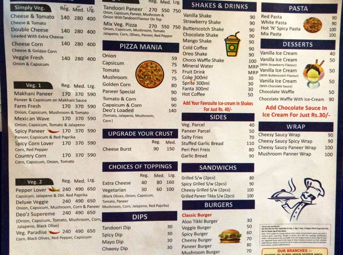 Menu at Dr deoz ram sahai, Tanda Ram Sahai