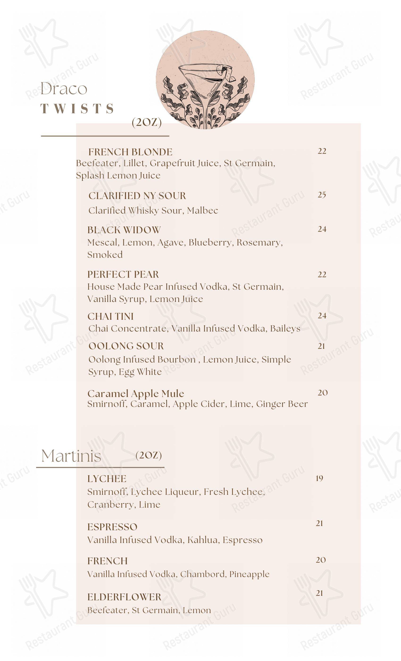 Menu pour Draco Markham - Takeaway Menu