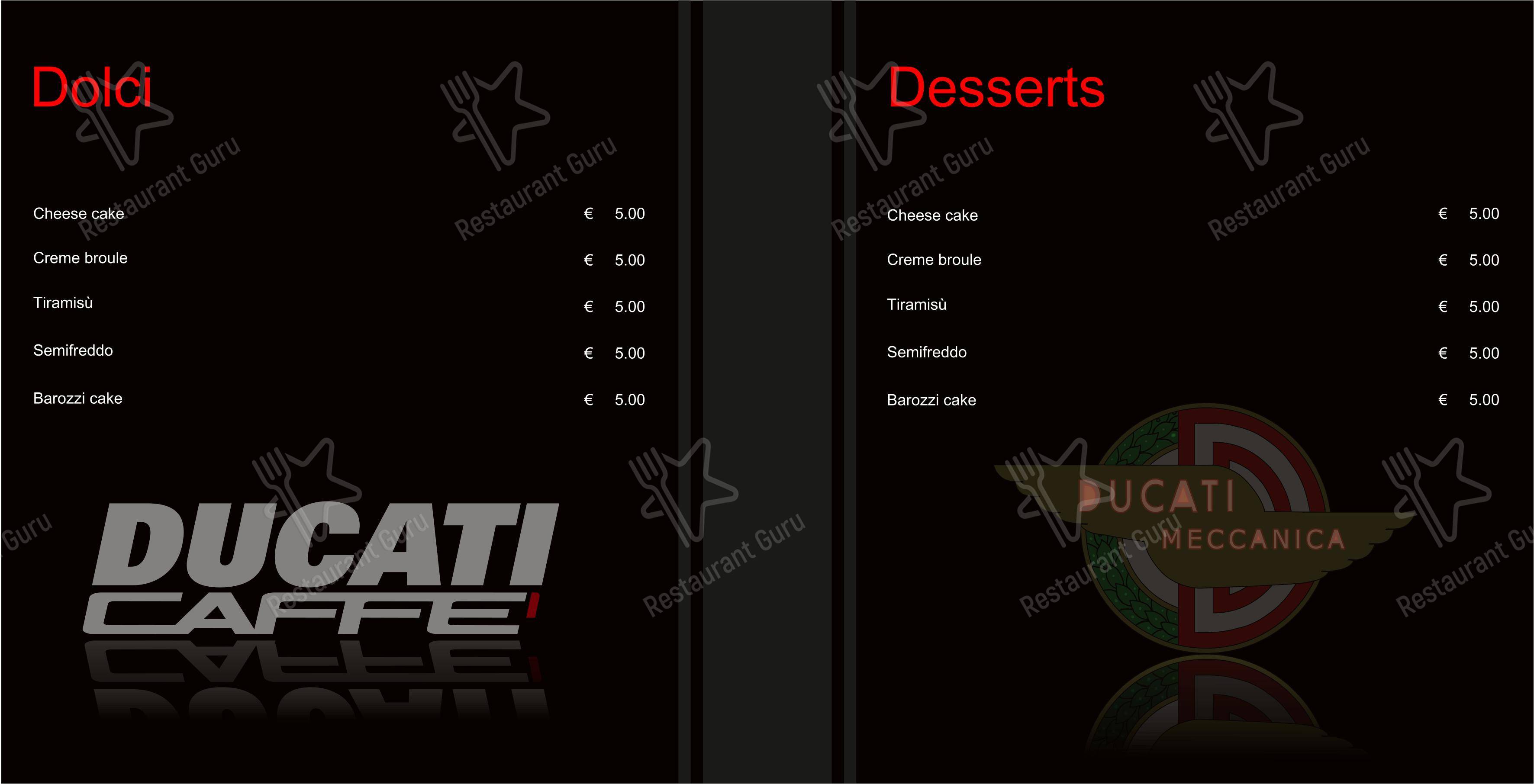 Menu bar per Ducati Caffè caffè bar