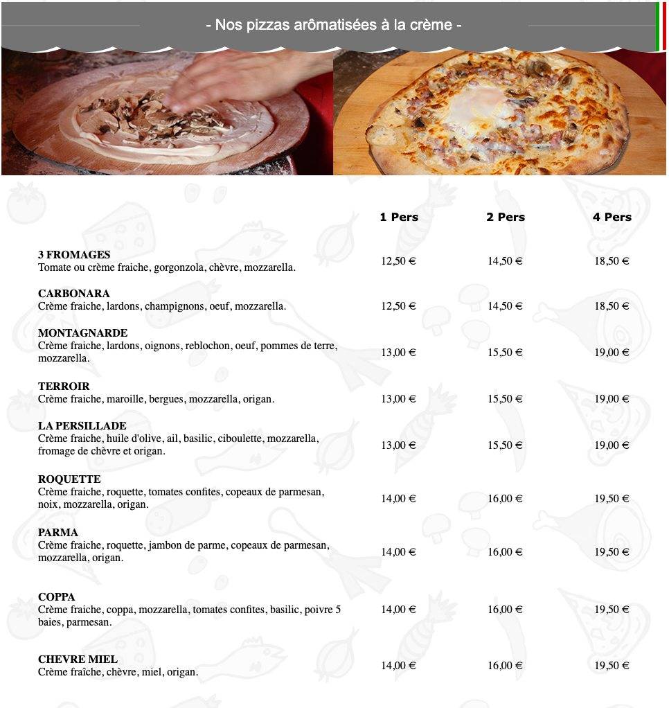 Menu de Magic Pizza