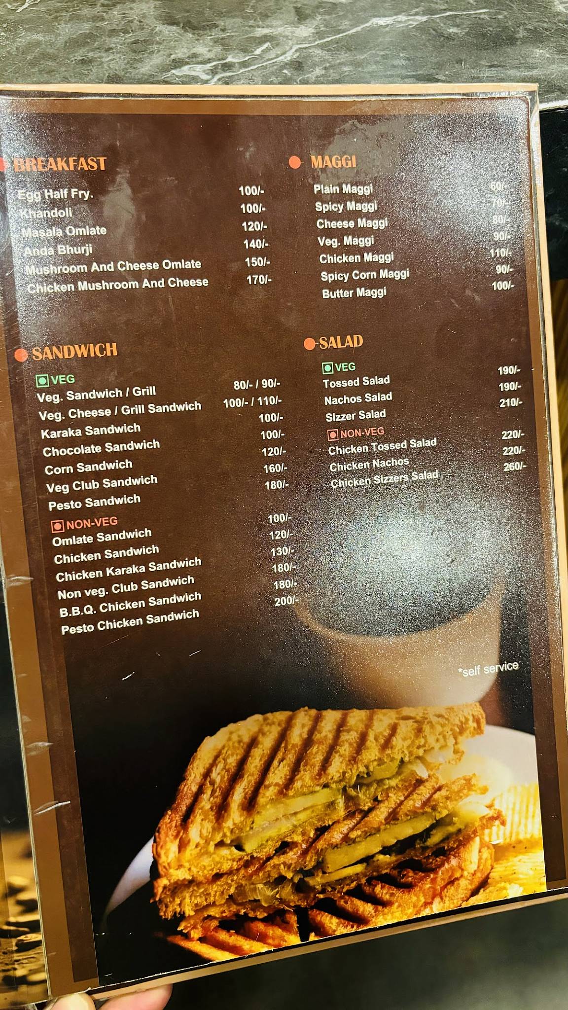 Durga Snacks & Cafe menu