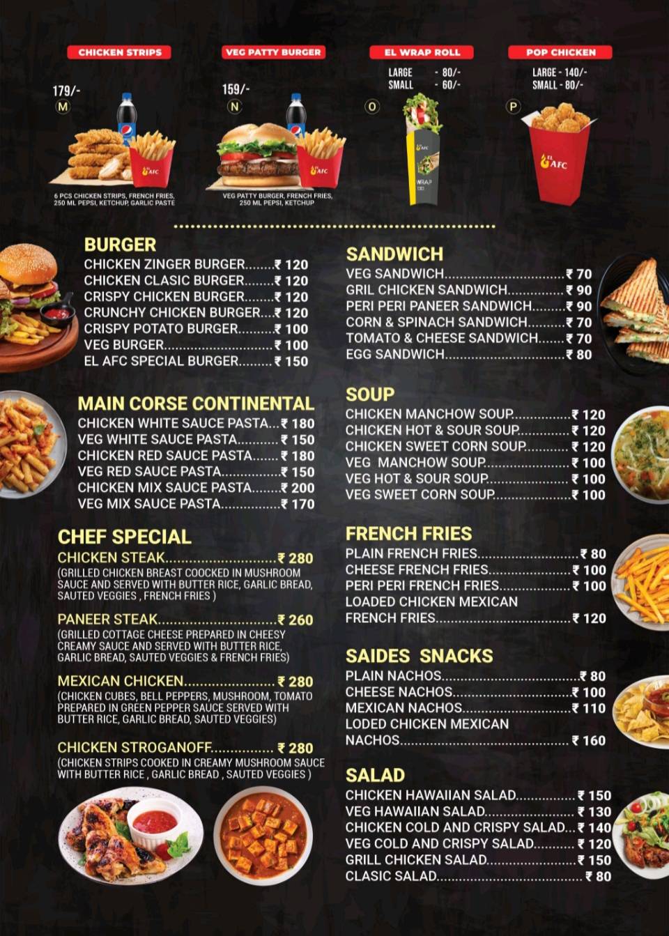 EL AFC FRIED CHICKEN RESTAURANT menu