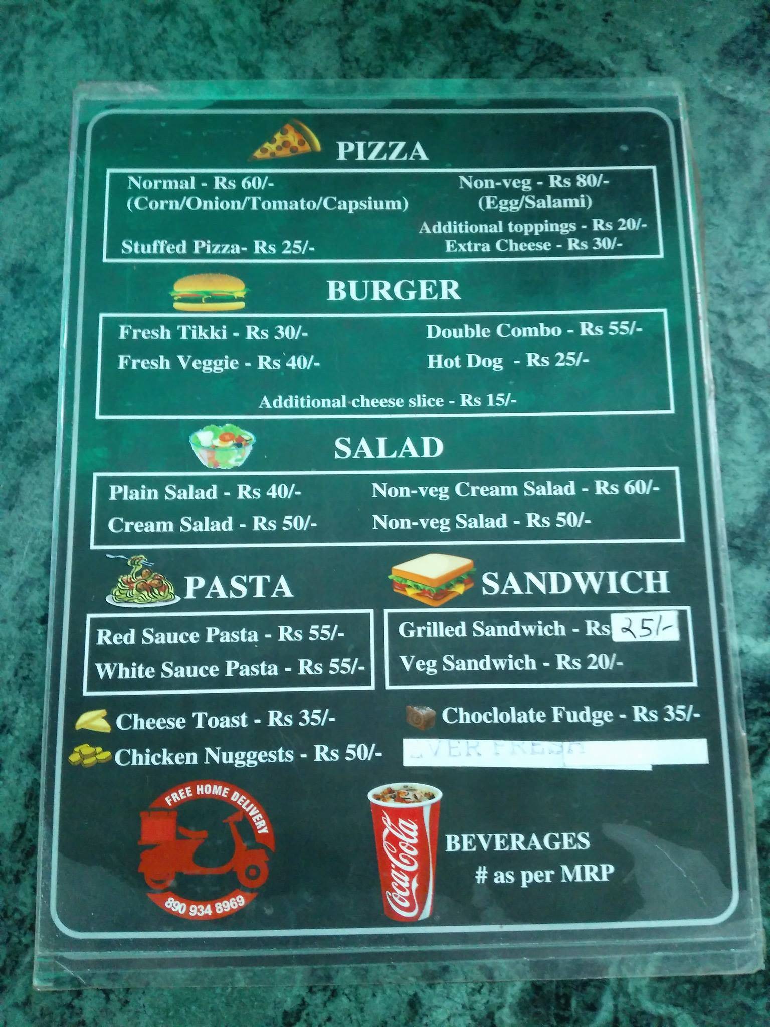 Ever Fresh menu