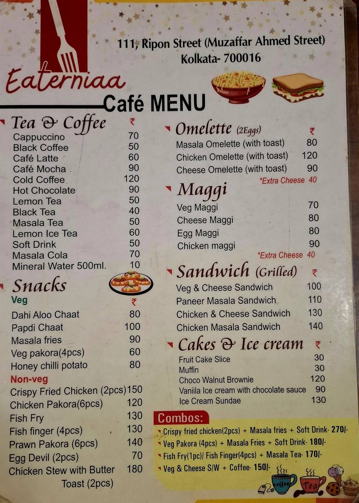 Eaterniaa menu