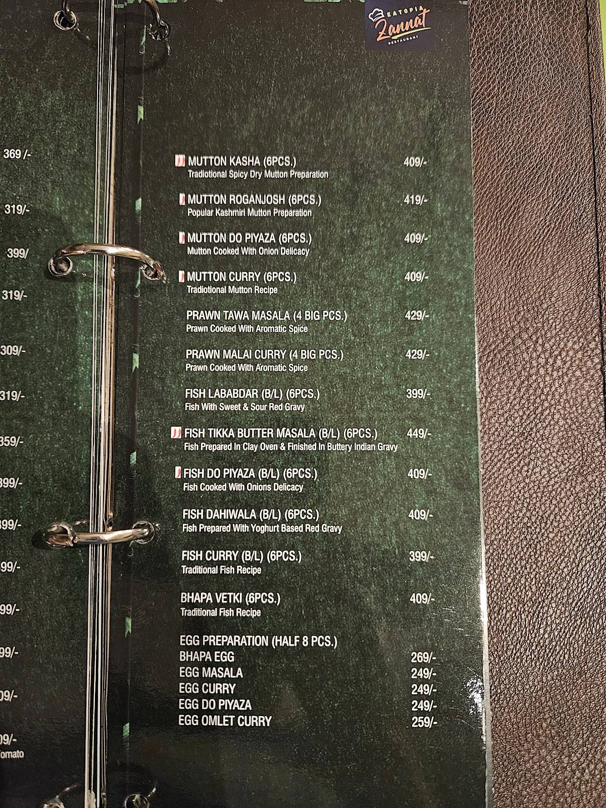 Eatopia Zannat Restaurant And Banquet- Best Restaurant in Agartala Tripura menu