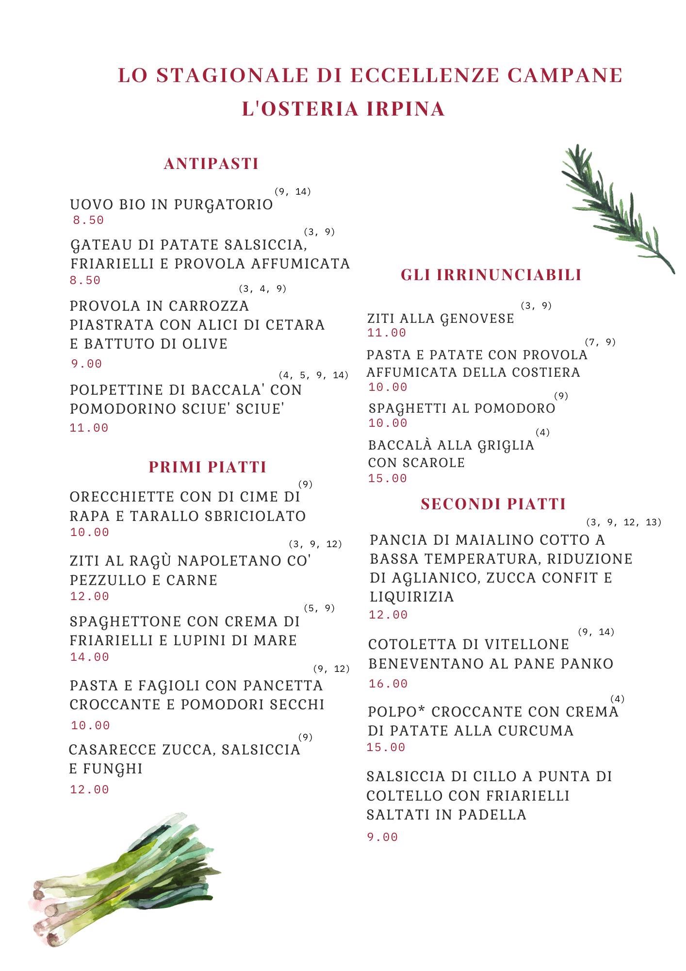 Menu di Eccellenze Campane 