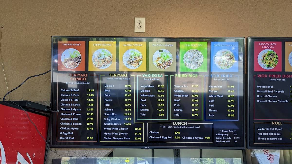 Menu at 5 Corners Teriyaki restaurant, Edmonds