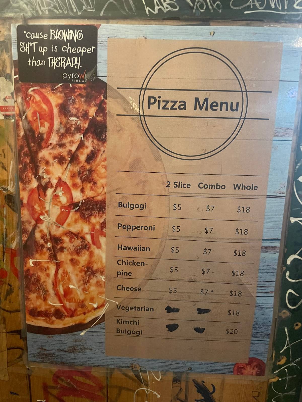 Menu at Steel Wheels pizzeria, Edmonton