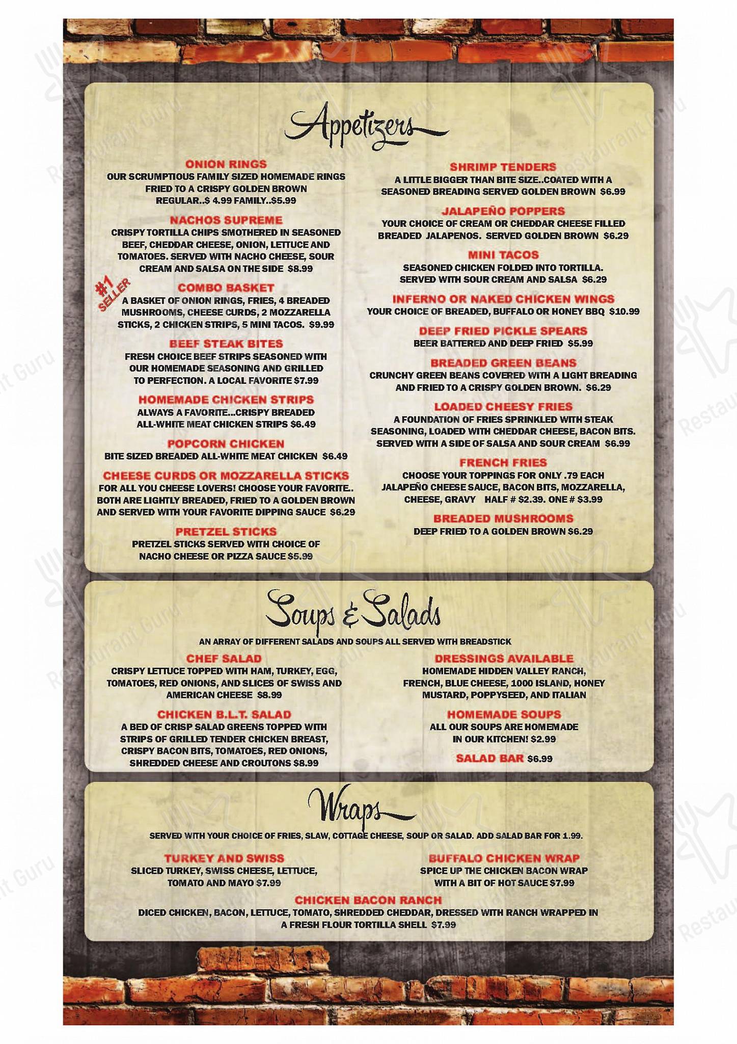 Menu at Eichman's Bar & Family Restaurant, Dubuque