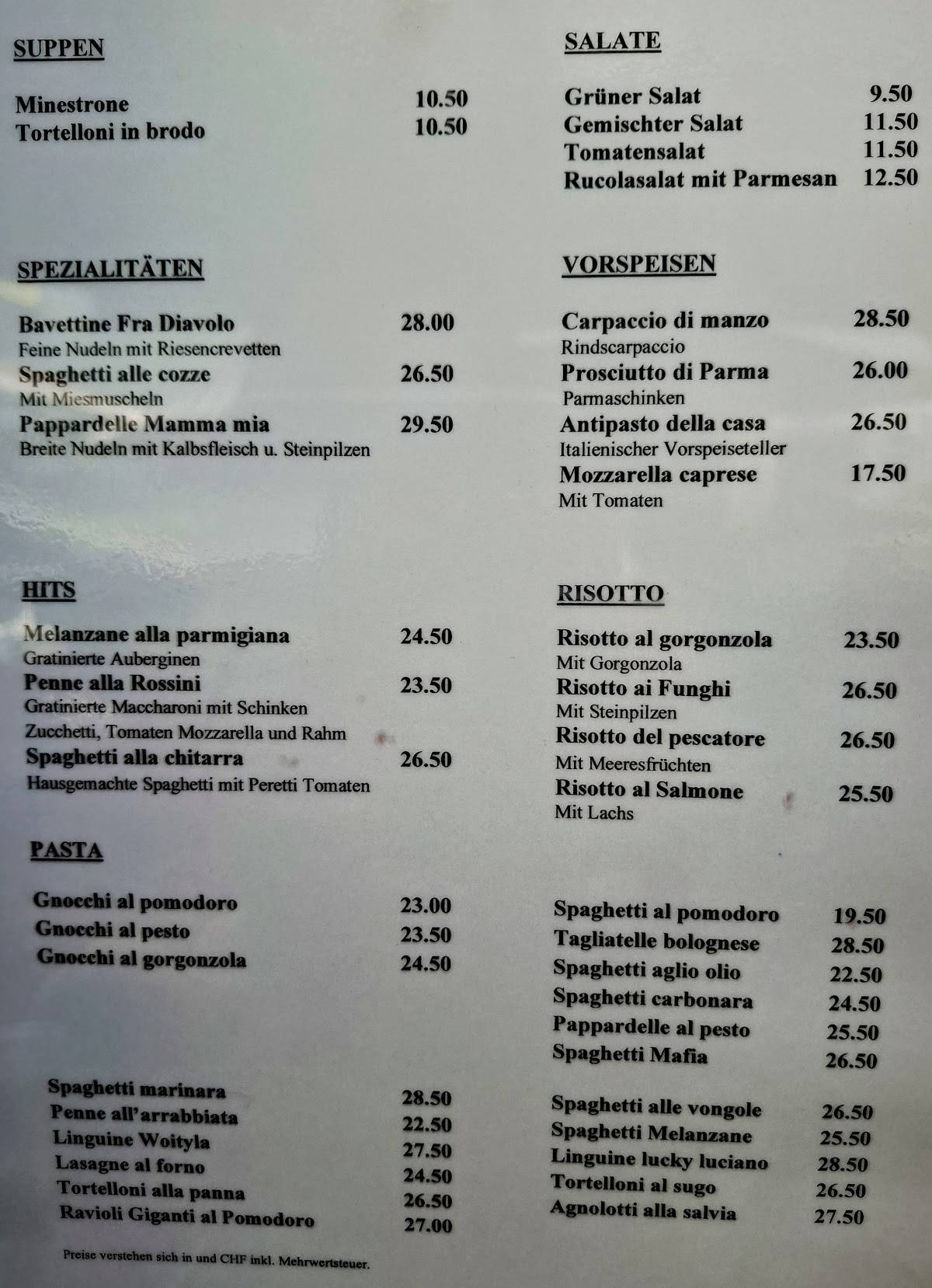 Menu di Einhorn 