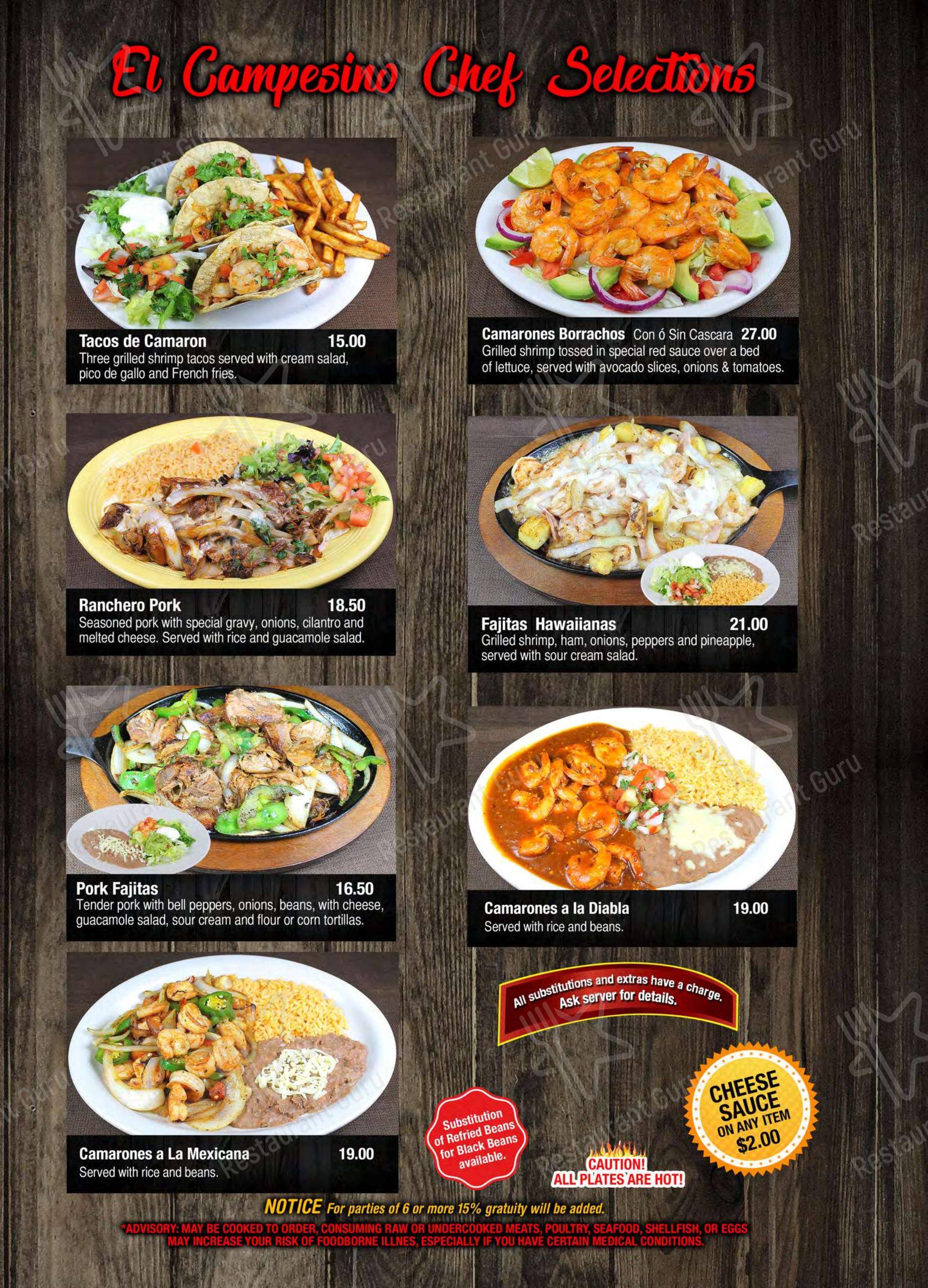 Menu At El Campesino Mexican Restaurant Duncan