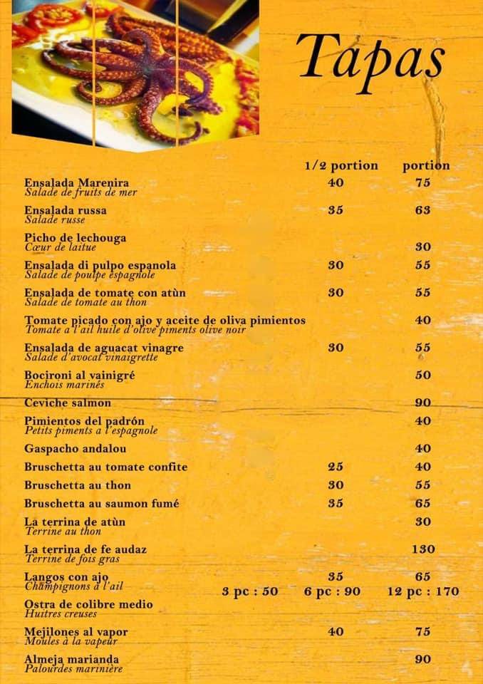 Menu de El Chapo