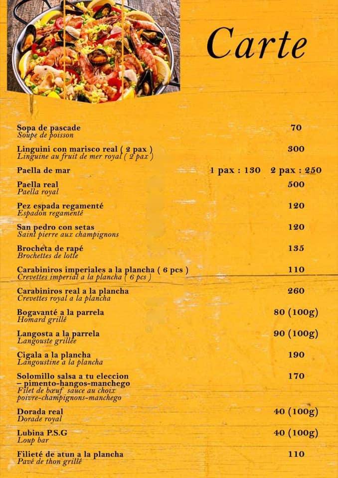 Menu de El Chapo