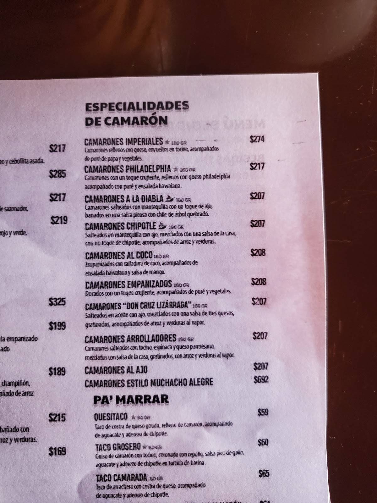 Carta Del Restaurante El Muchacho Alegre Mazatl N P Claussen C