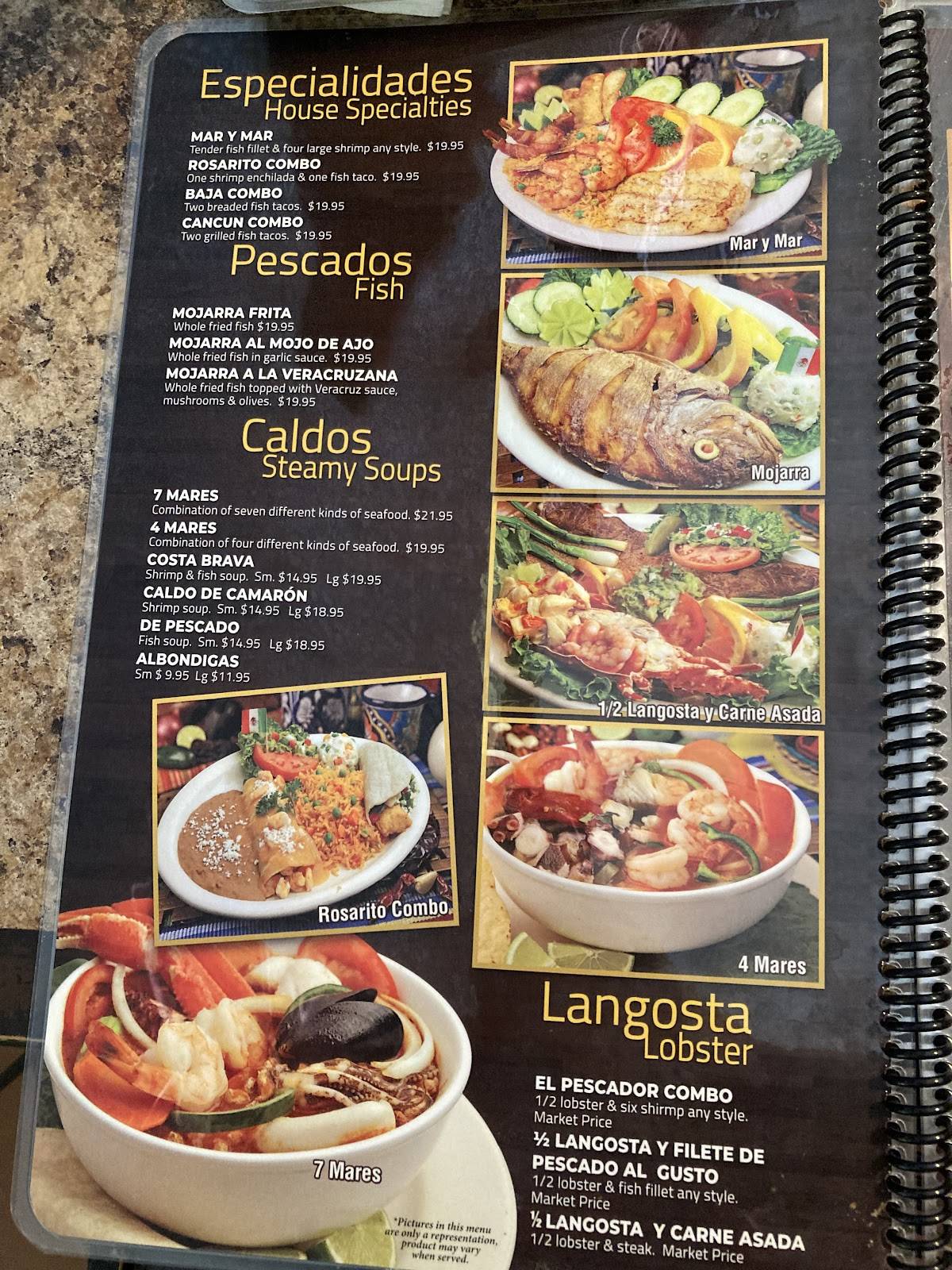 Menu at El Pescador restaurant, Santa Paula