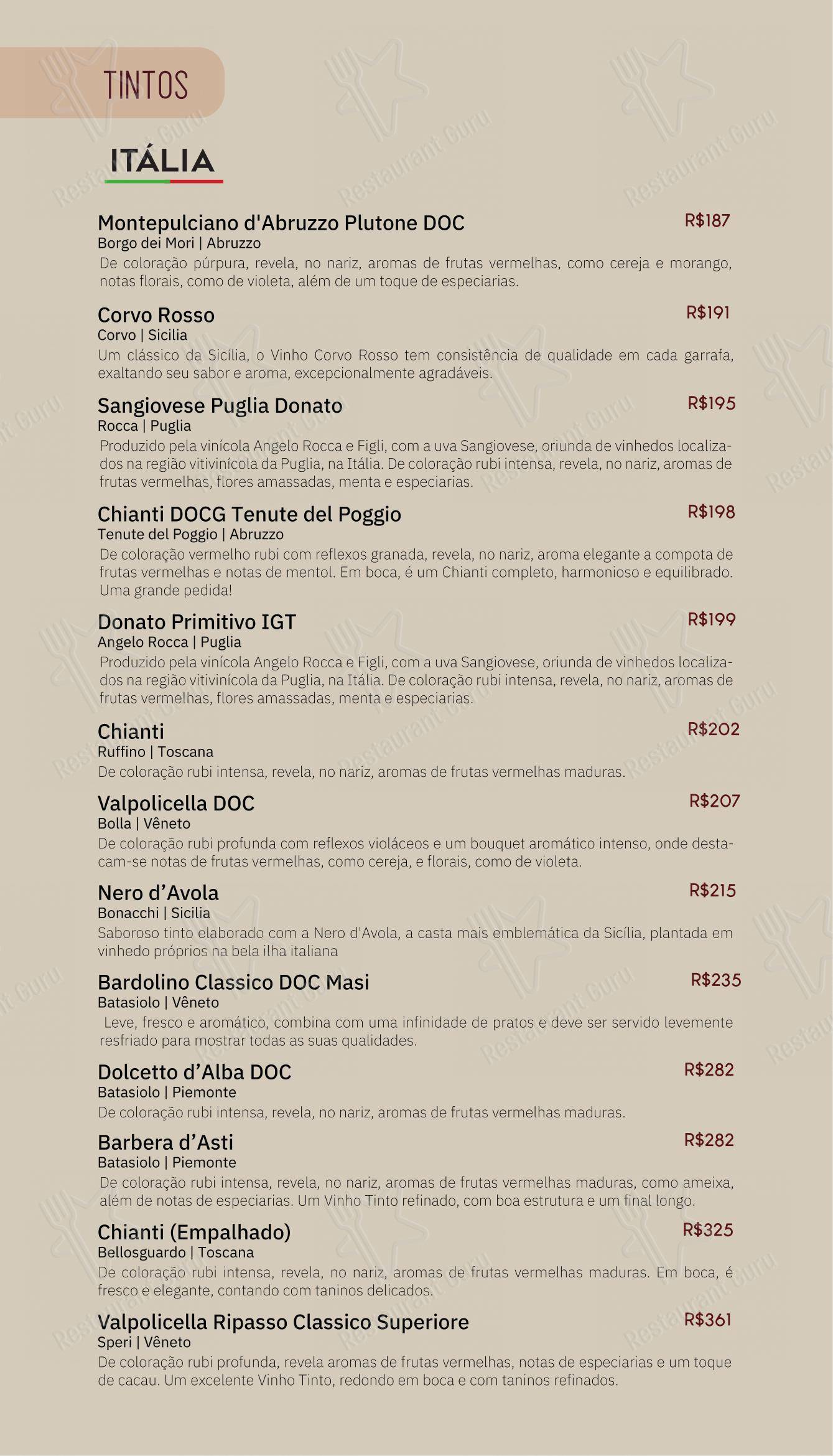 Menu bar para Empório Cantina Roperto restaurante