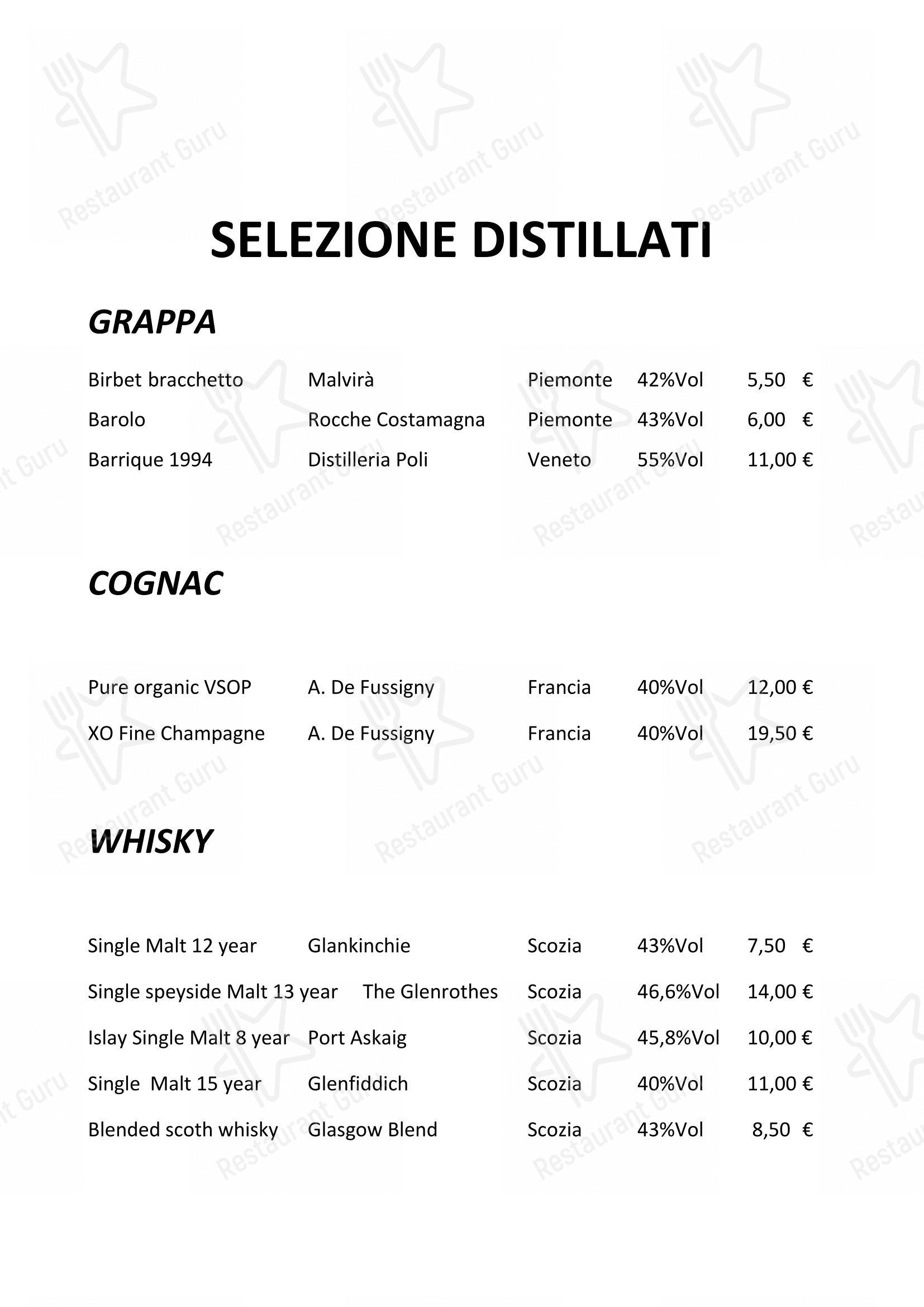 Menu bar per Enoteca Frisson pub & bar